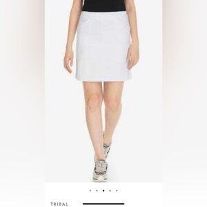 TRIBAL STRETCH PULL ON SOLID SKORT,NAVY-WHITE Size 10